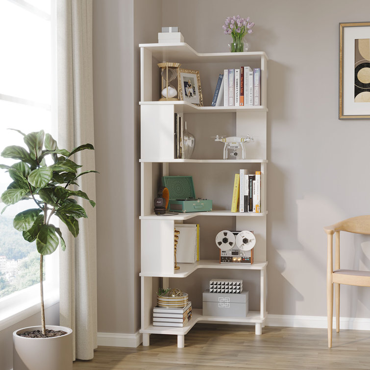 Small white shop corner bookshelf
